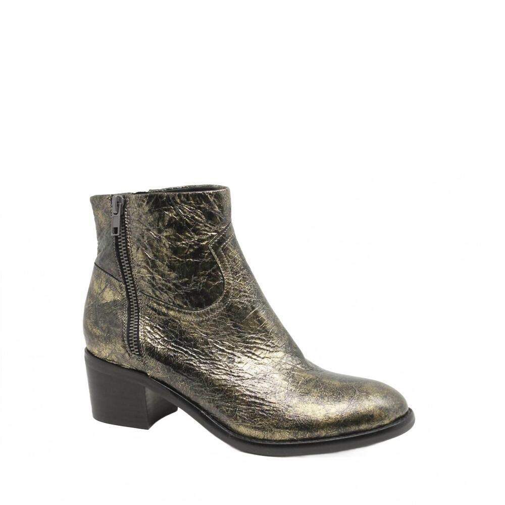 NEW DJANGO & JULIETTE women's rarla ankle boots in black & gold distressed leath